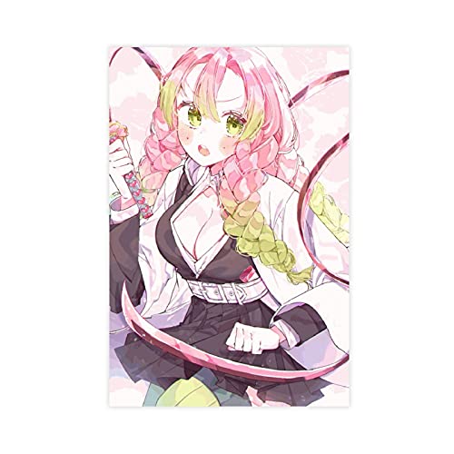 Anime Demon Slayer Mitsuri Kanroji Canvas Poster Wall Art Decor Print Picture Paintings for Living Room Bedroom Decoration Unframe:16×24inch(40×60cm)
