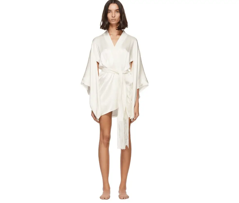 KIKI DE MONTPARNASSE Off-White Silk Kimono Robe – Japanoscope